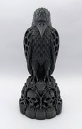 Necro Raven – Skull Perch, black finish, front view
