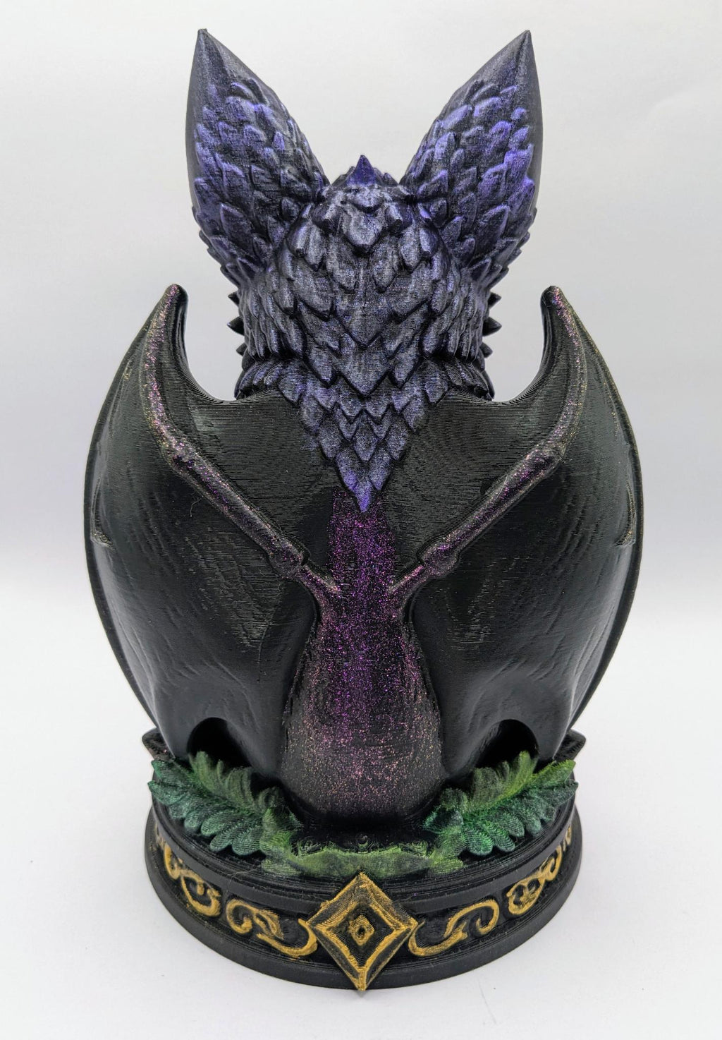 Necro Bat Skull Relic, hand-finished by Tonya Taylor, back view