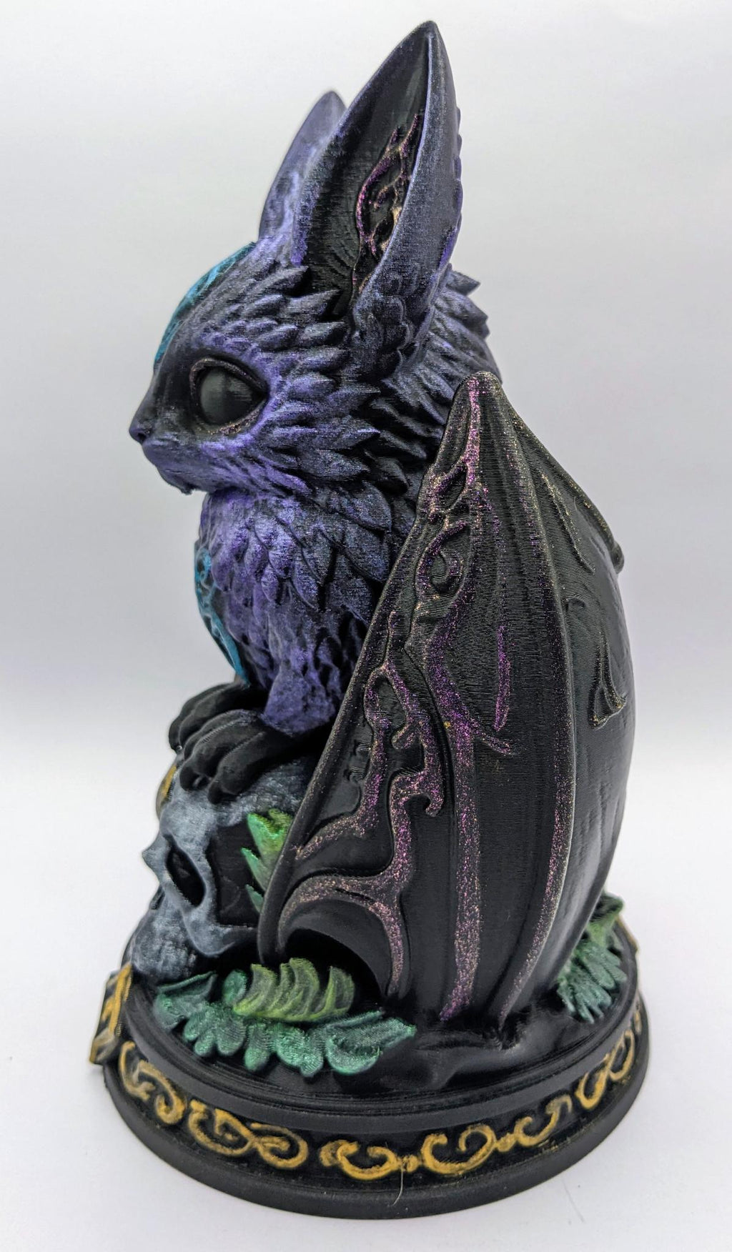 Necro Bat Skull Relic, hand-finished by Tonya Taylor, left view