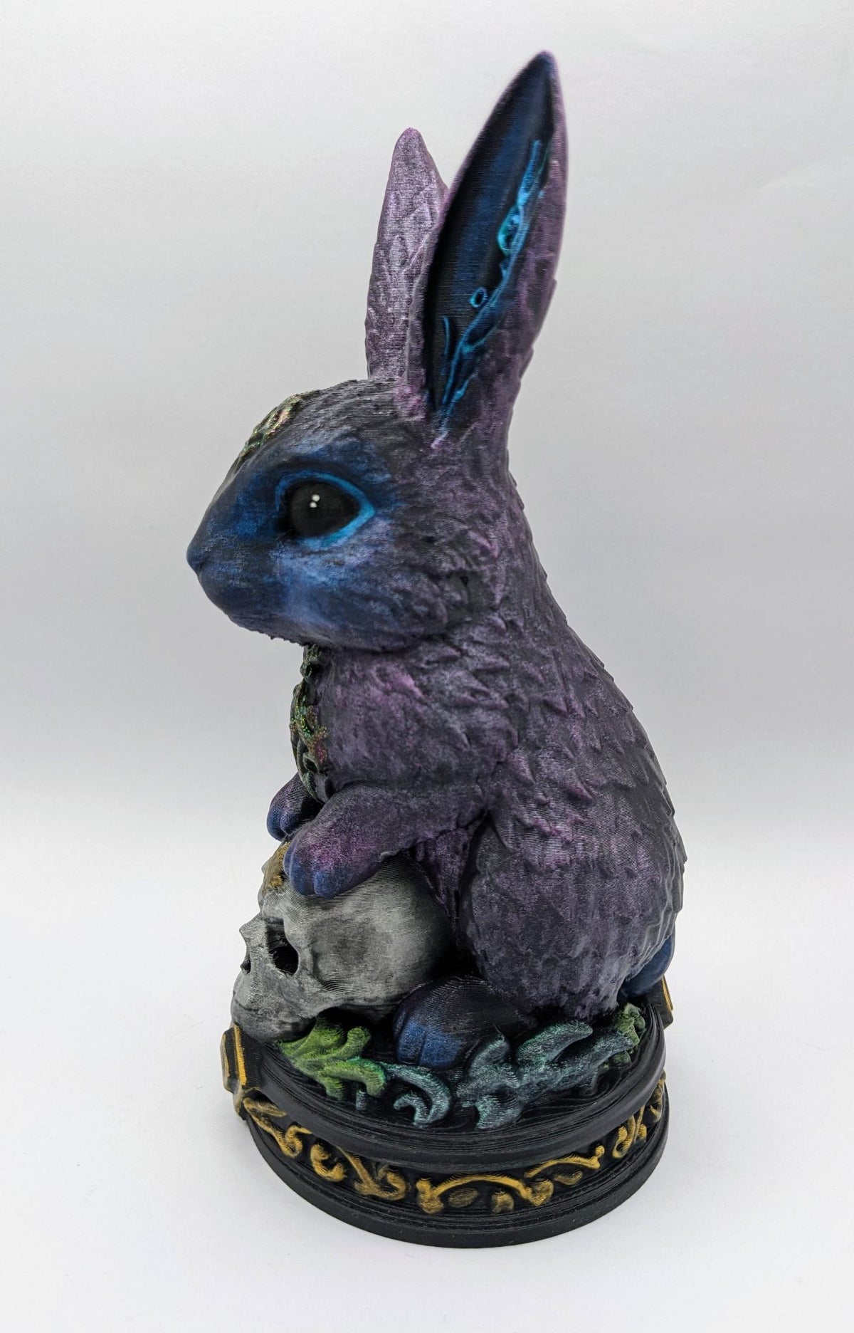 Necro Bunny Skull Relic, hand-finished by Tonya Taylor, left view