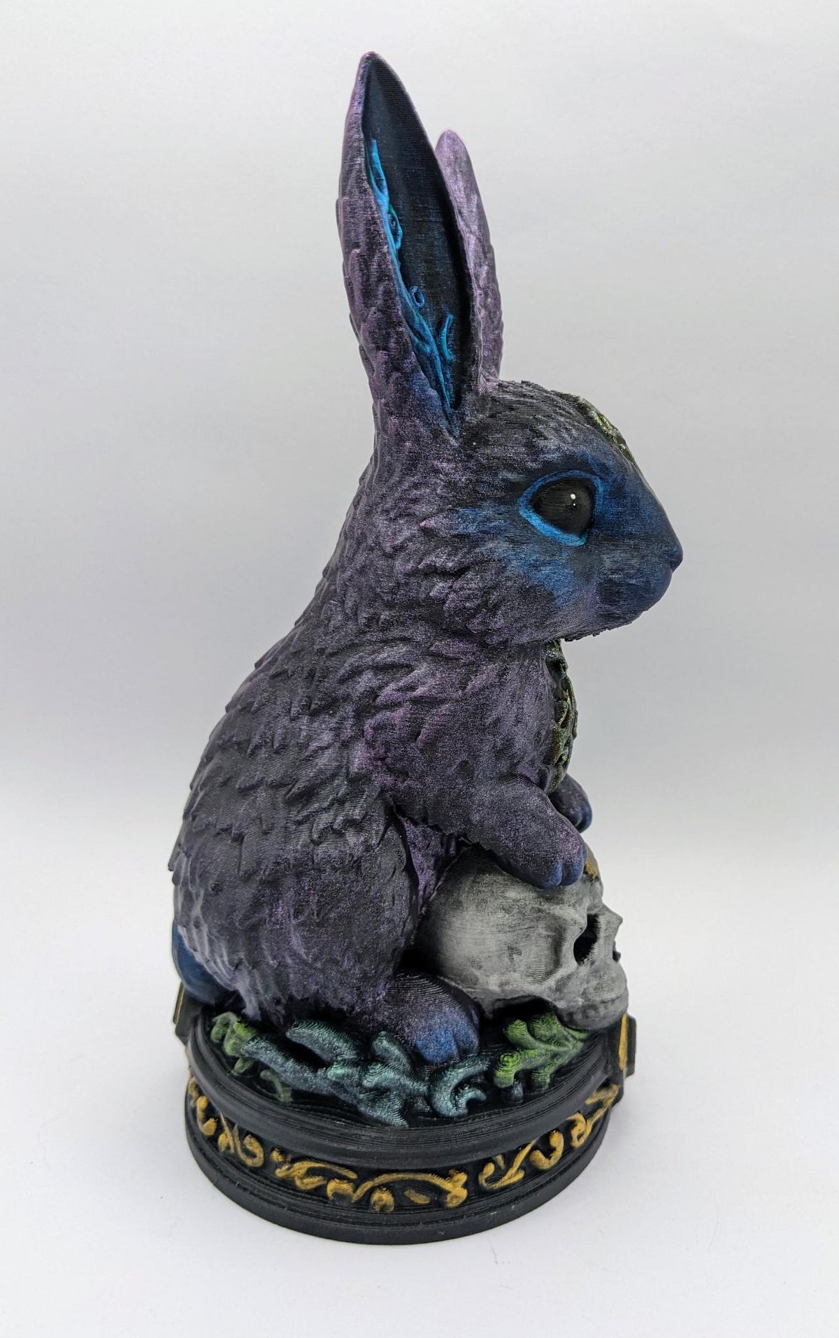 Necro Bunny Skull Relic, hand-finished by Tonya Taylor, right view