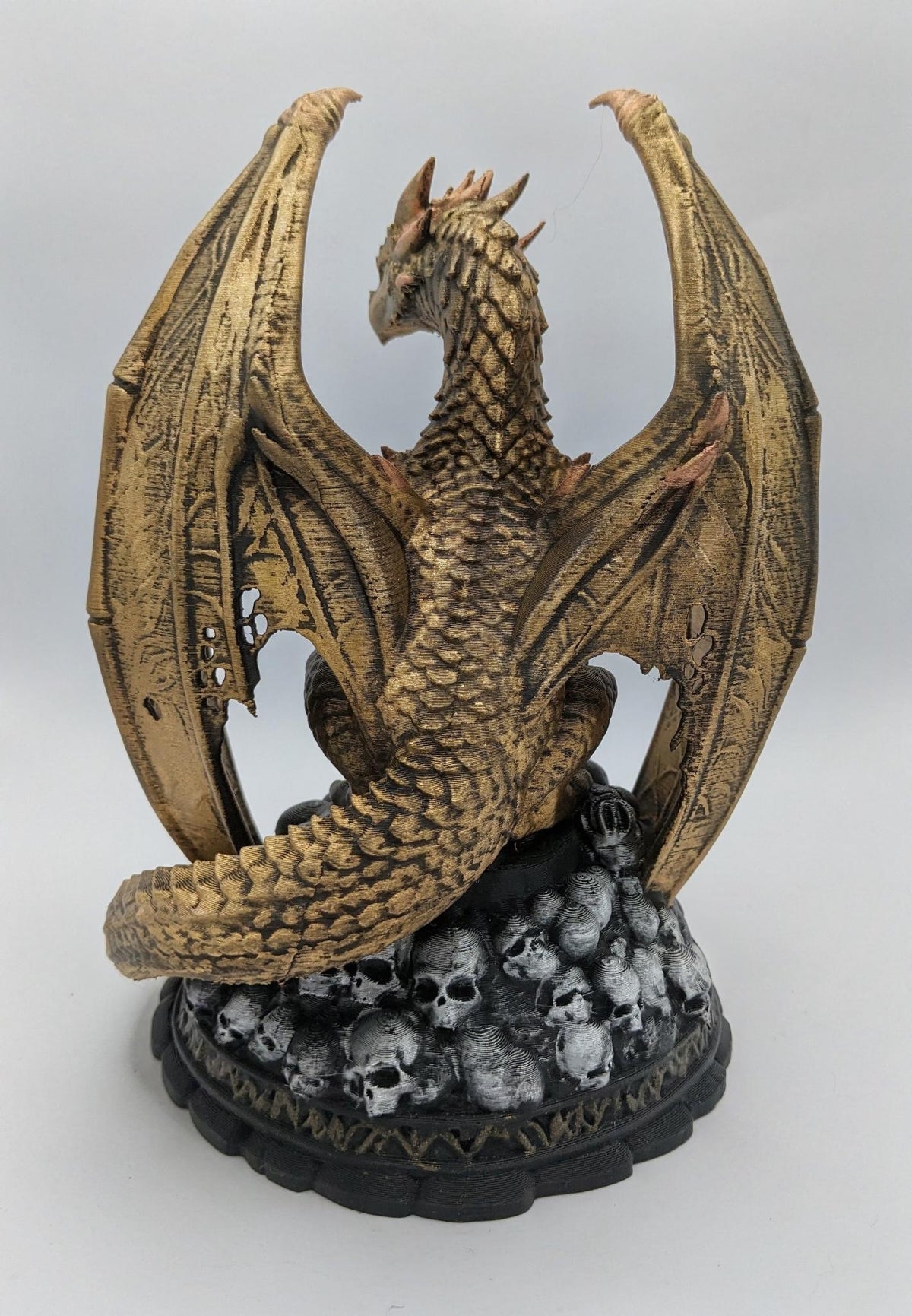 Necro Dragon Skull Throne, hand-finished by Tonya Taylor, back view