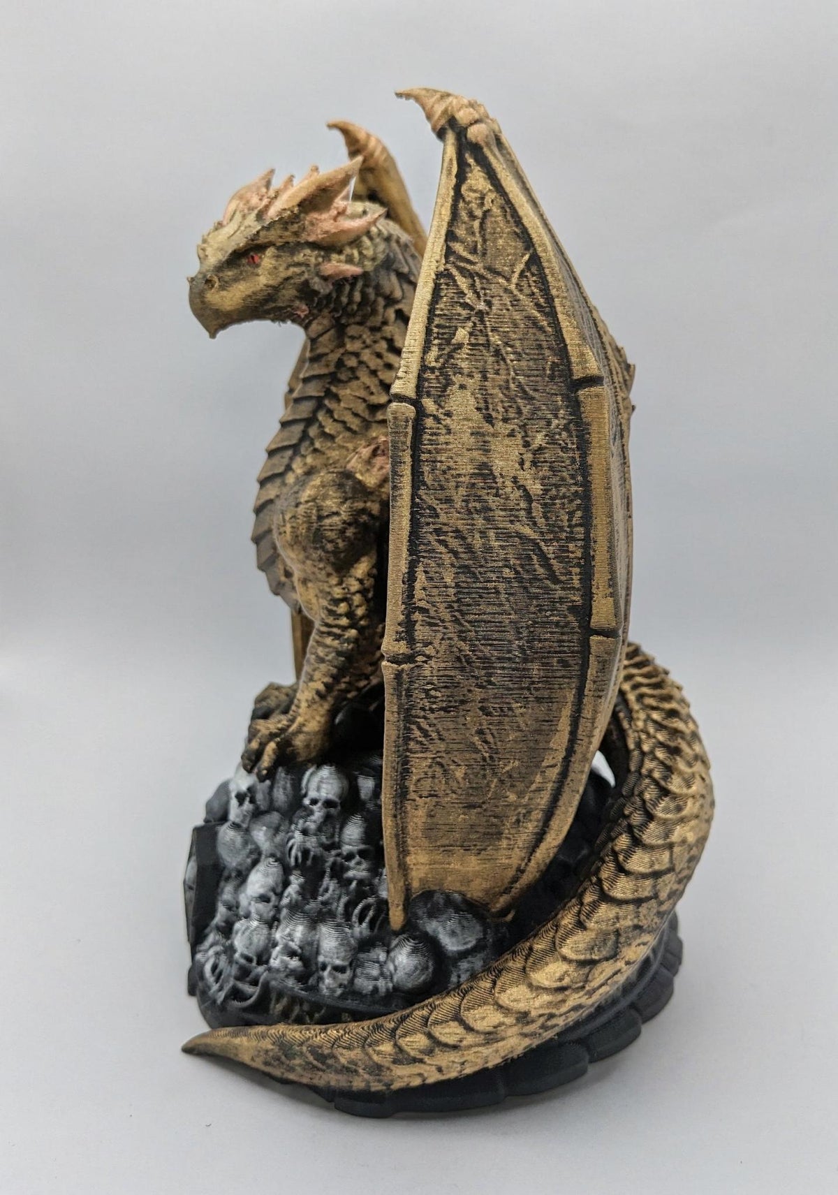 Necro Dragon Skull Throne, hand-finished by Tonya Taylor, left view