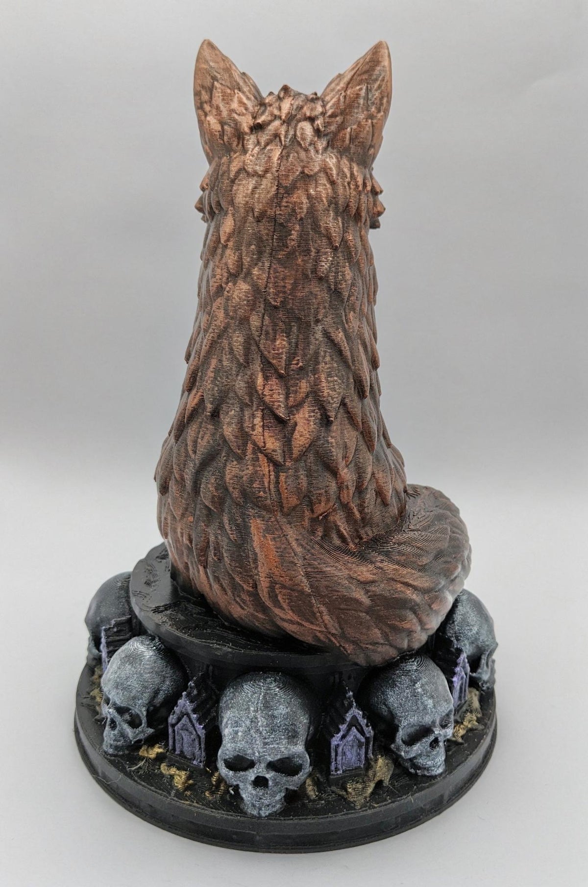 Necro Fox Skull Relic, hand-finished by Tonya Taylor, back view