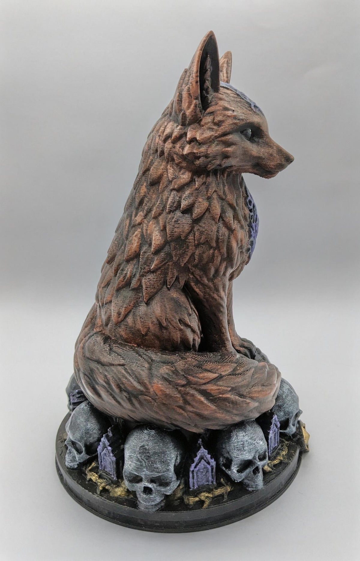 Necro Fox Skull Relic, hand-finished by Tonya Taylor, right view