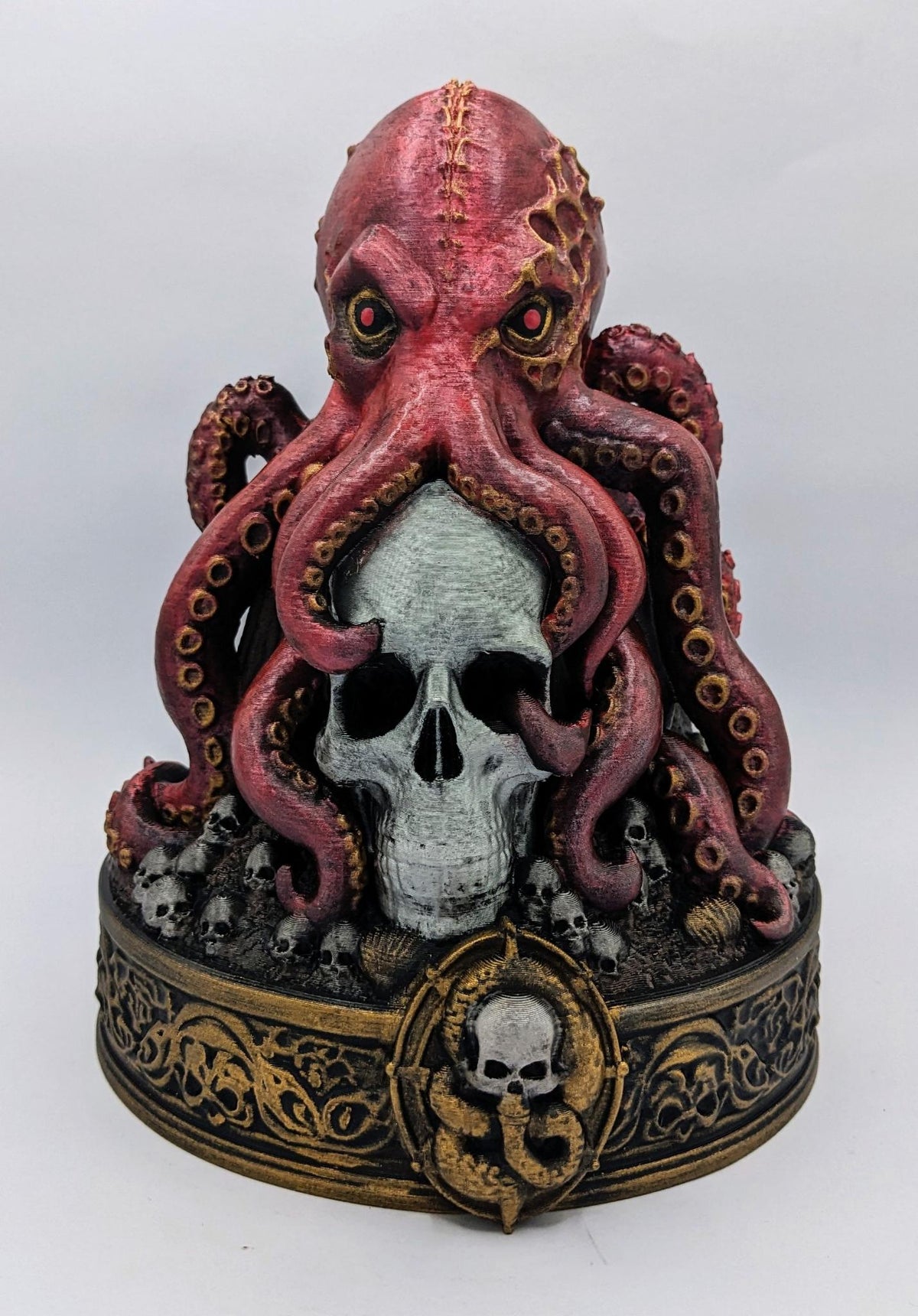 Necro Octopus Abyssal Skull Relic, hand-finished by Tonya Taylor, front view
