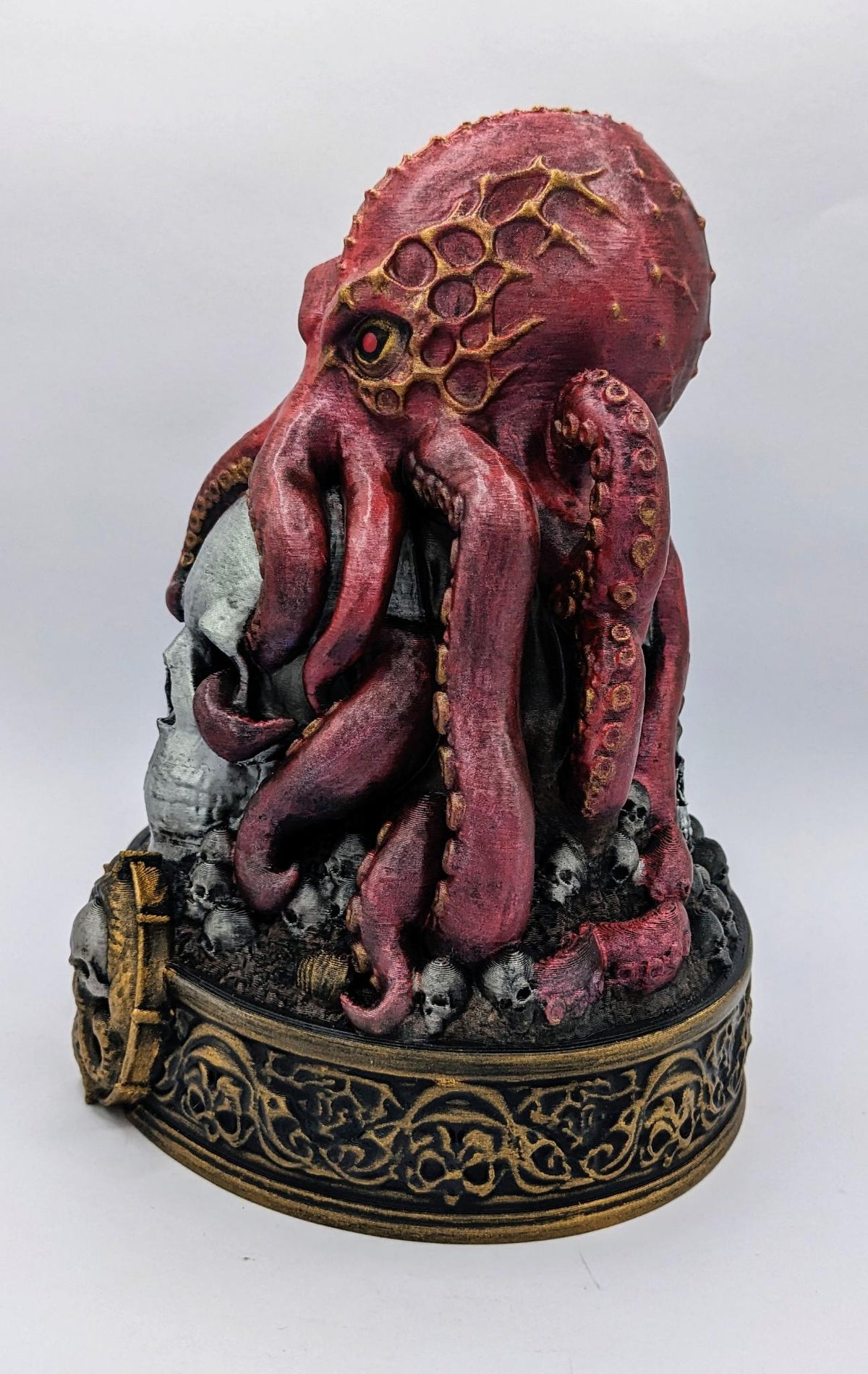Necro Octopus Abyssal Skull Relic, hand-finished by Tonya Taylor, left view