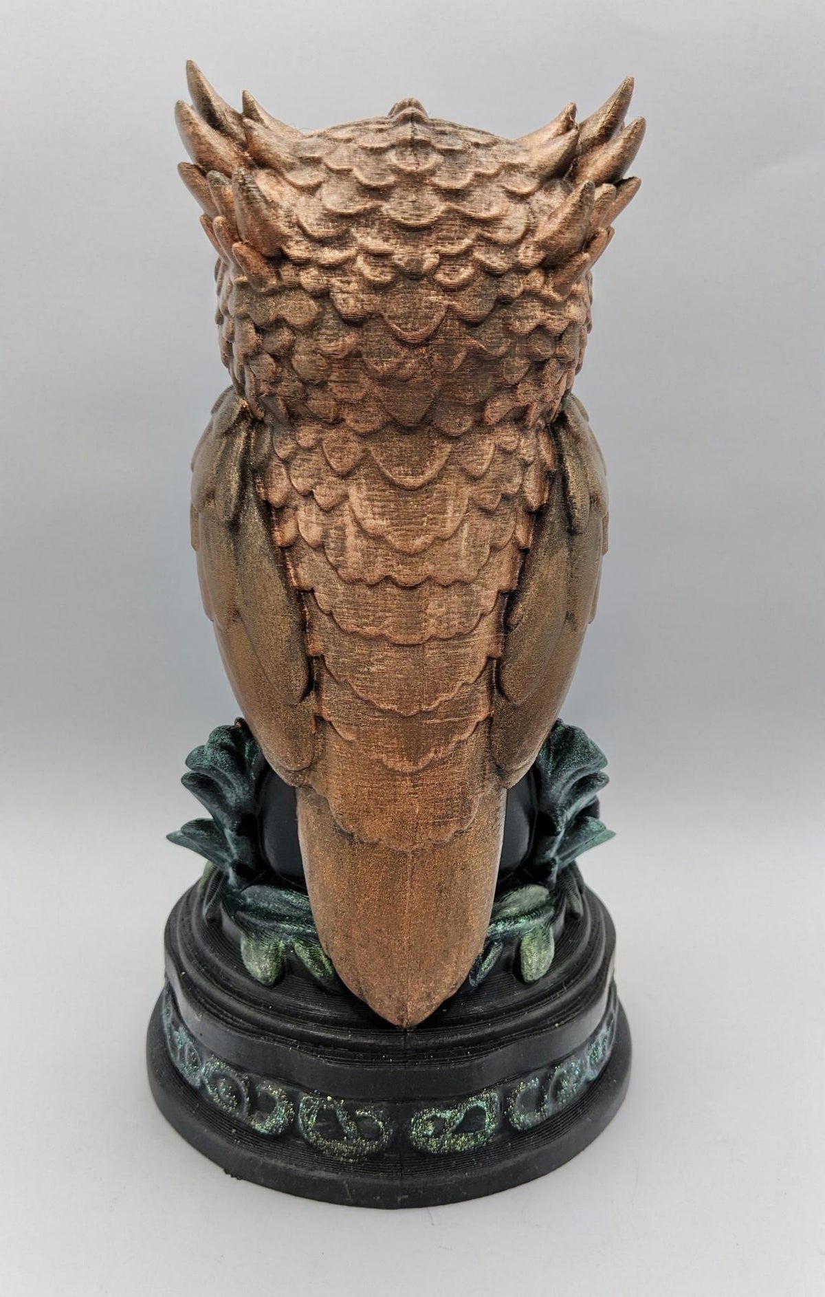 Necro Owl Skull Relic, hand-finished by Tonya Taylor, back view