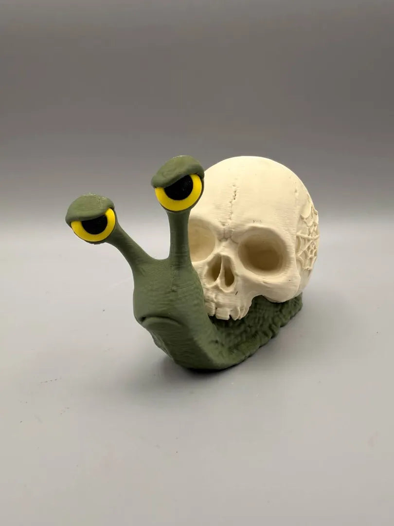 Skull Snail 3D printed sculpture, front view