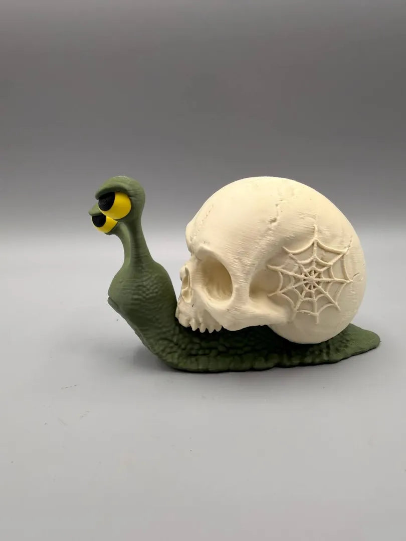 Skull Snail sculpture, side view