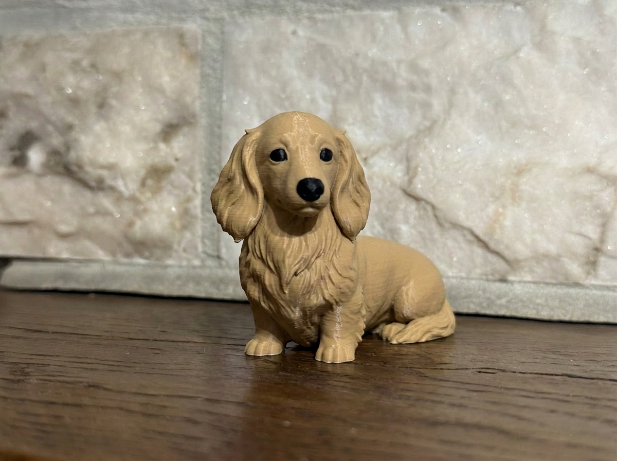 Cute Long-Haired Dachshund Figurine