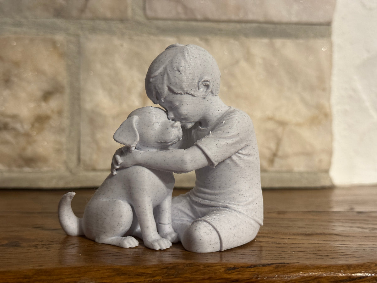 Gentle Bond Boy and Dog sculpture