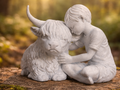 Gentle Bond Boy and Highland Cow sculpture