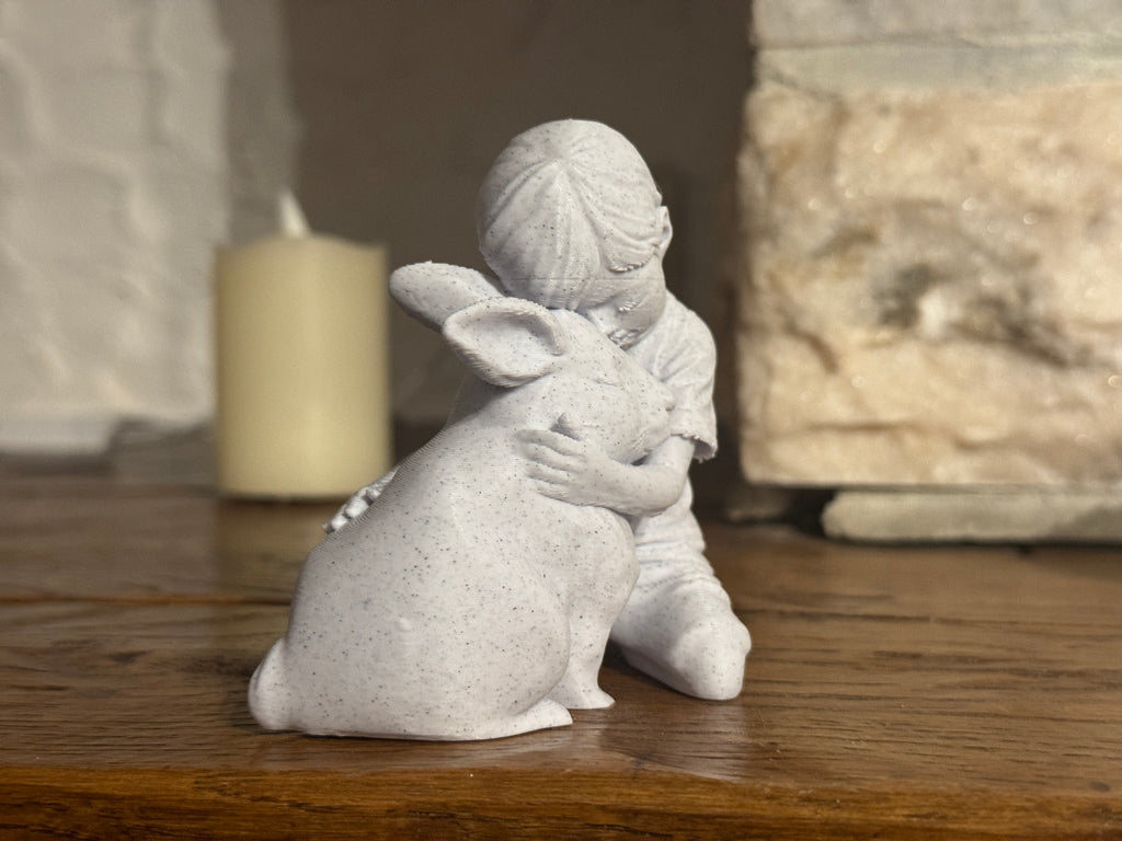Gentle Bond Boy and Rabbit sculpture