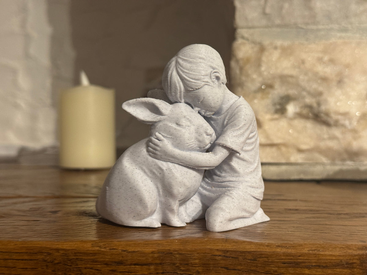 Gentle Bond Boy and Rabbit sculpture