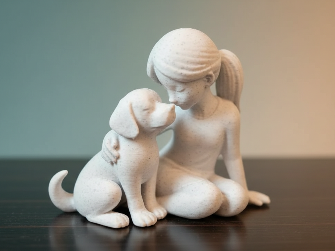 Gentle Bond Girl and Dog sculpture