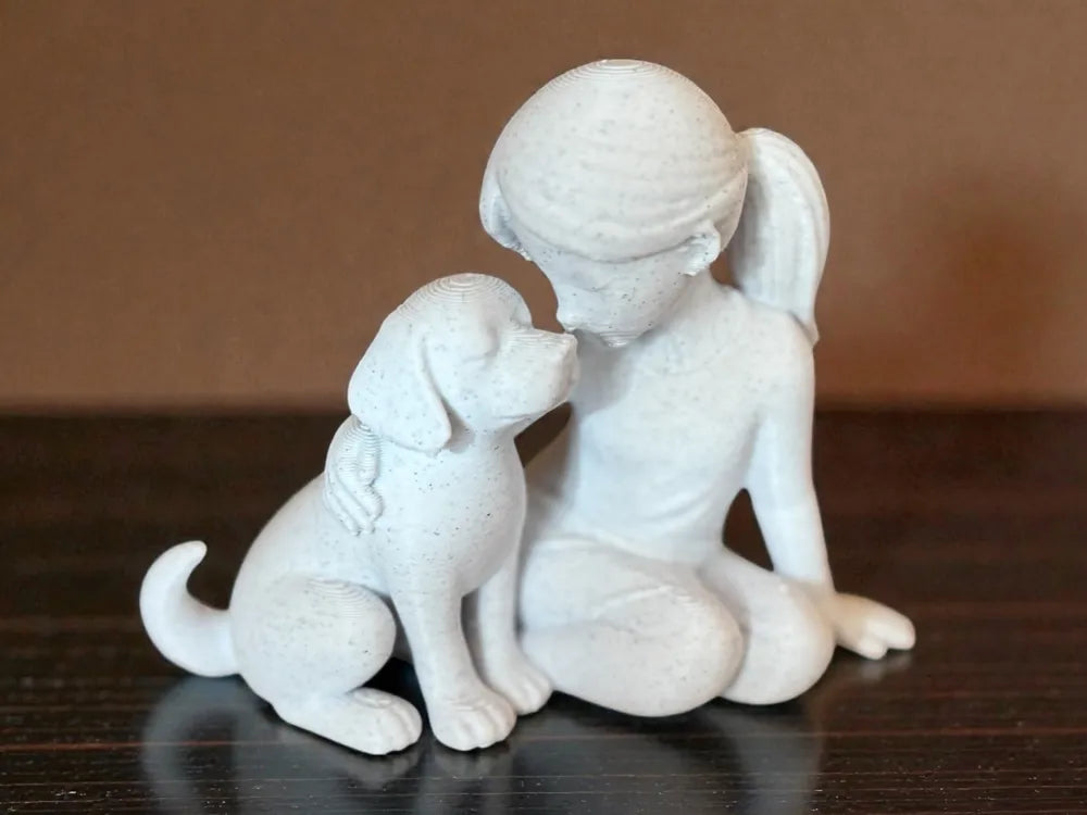 Gentle Bond Girl and Dog sculpture