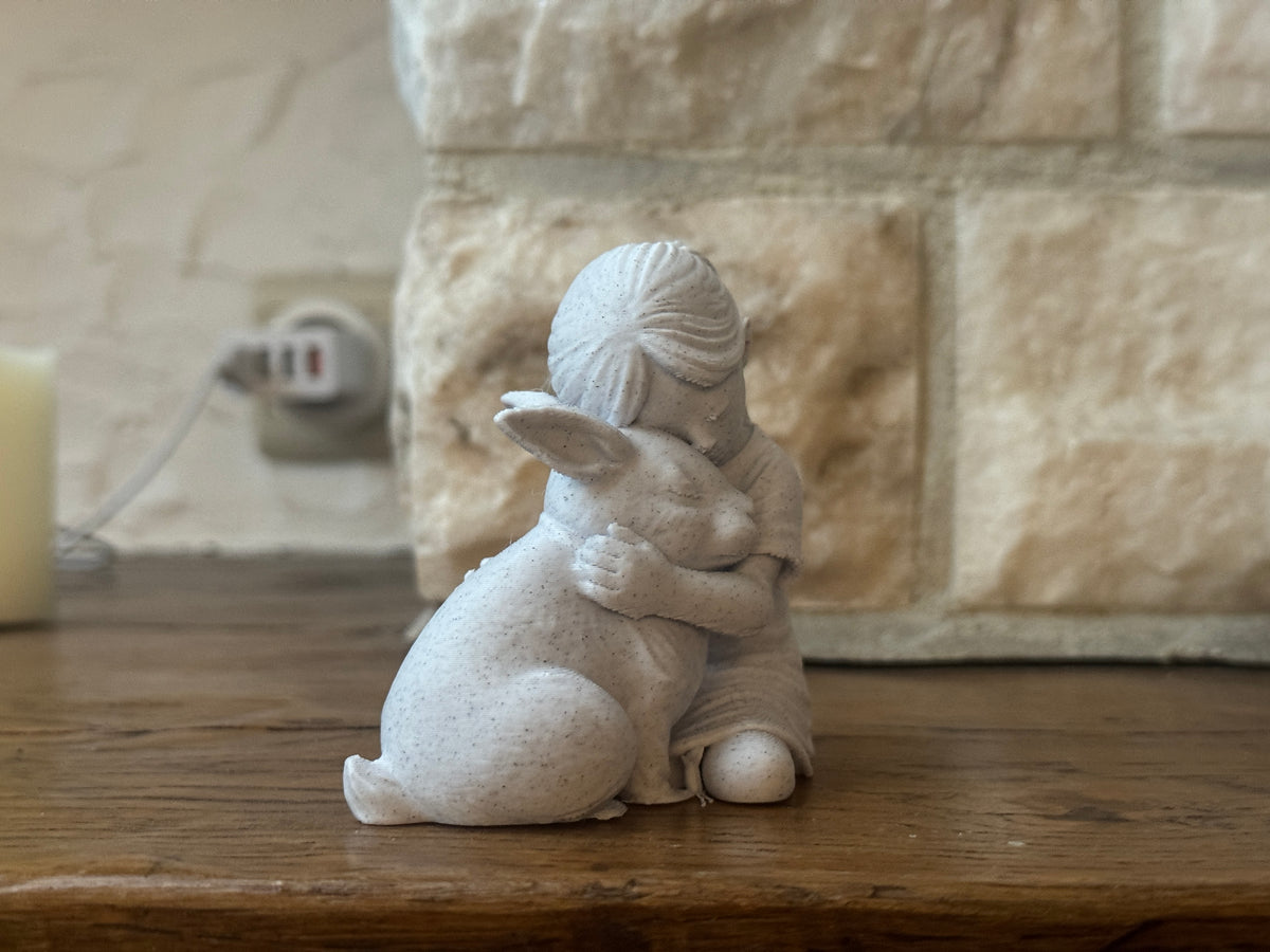 Gentle Bond Girl and Rabbit sculpture