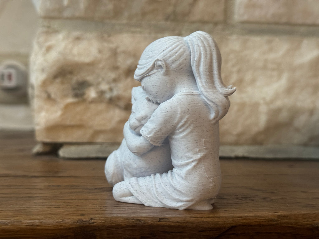 Gentle Bond Girl and Rabbit sculpture